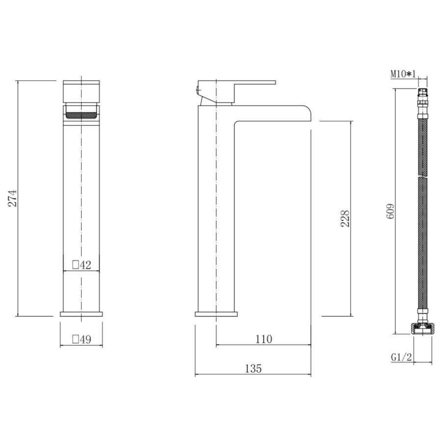 Chrome Tall basin tap and bath filler tap pack - Quadra