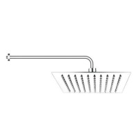 Grade A1 - 200mm Ultra Slim Square Shower Head with Wall Arm