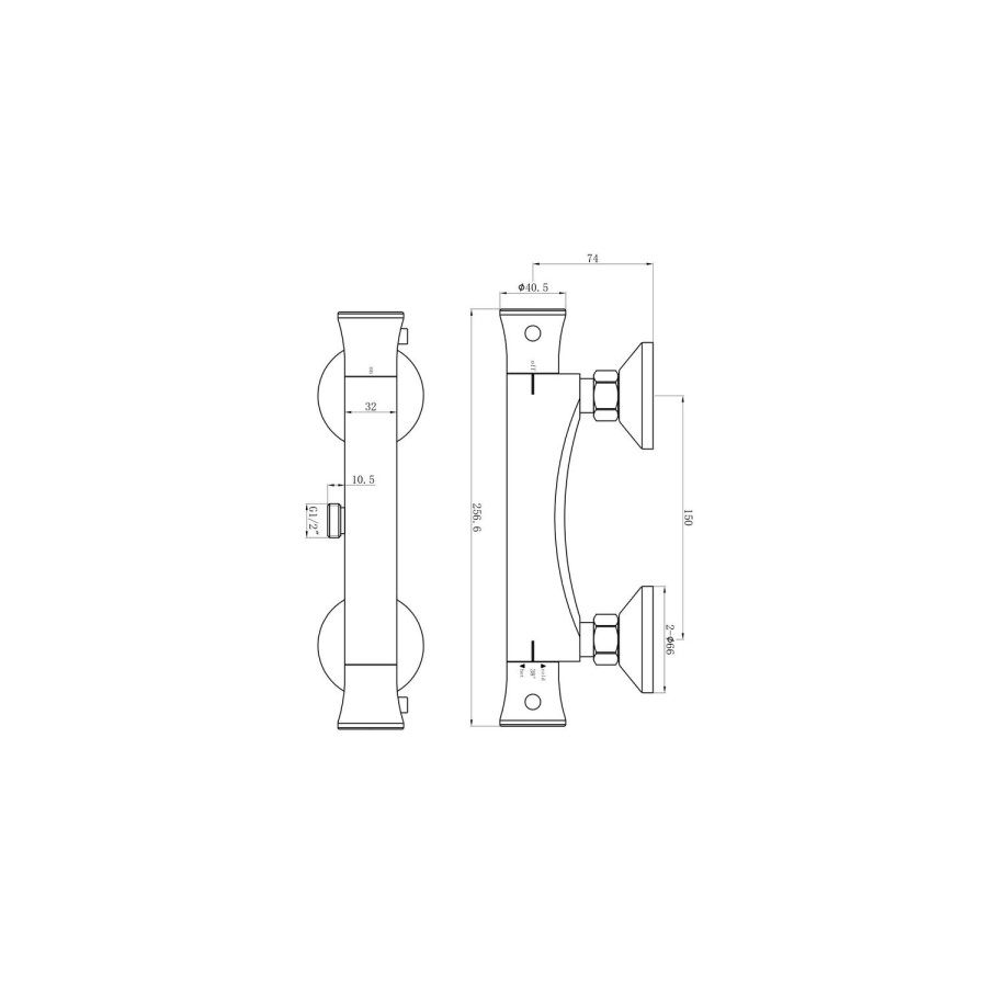 Thermostatic Mixer Bar Shower with Slide Rail Kit & Round Handset - Eco Style