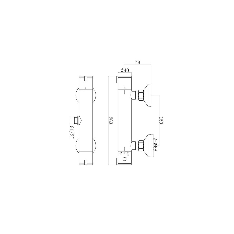 Thermostatic Mixer Bar Shower with Slide Rail & Round Handset - Flow