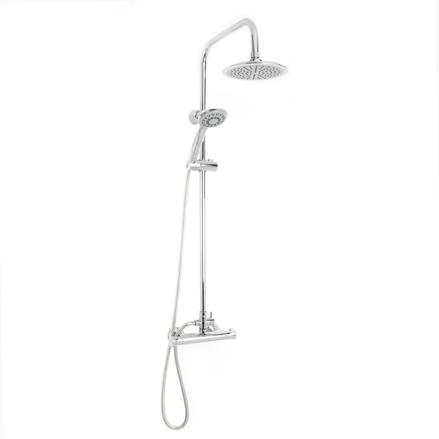 Thermostatic Mixer Bar Mixer Shower with Round Overhead & Handset - Flow