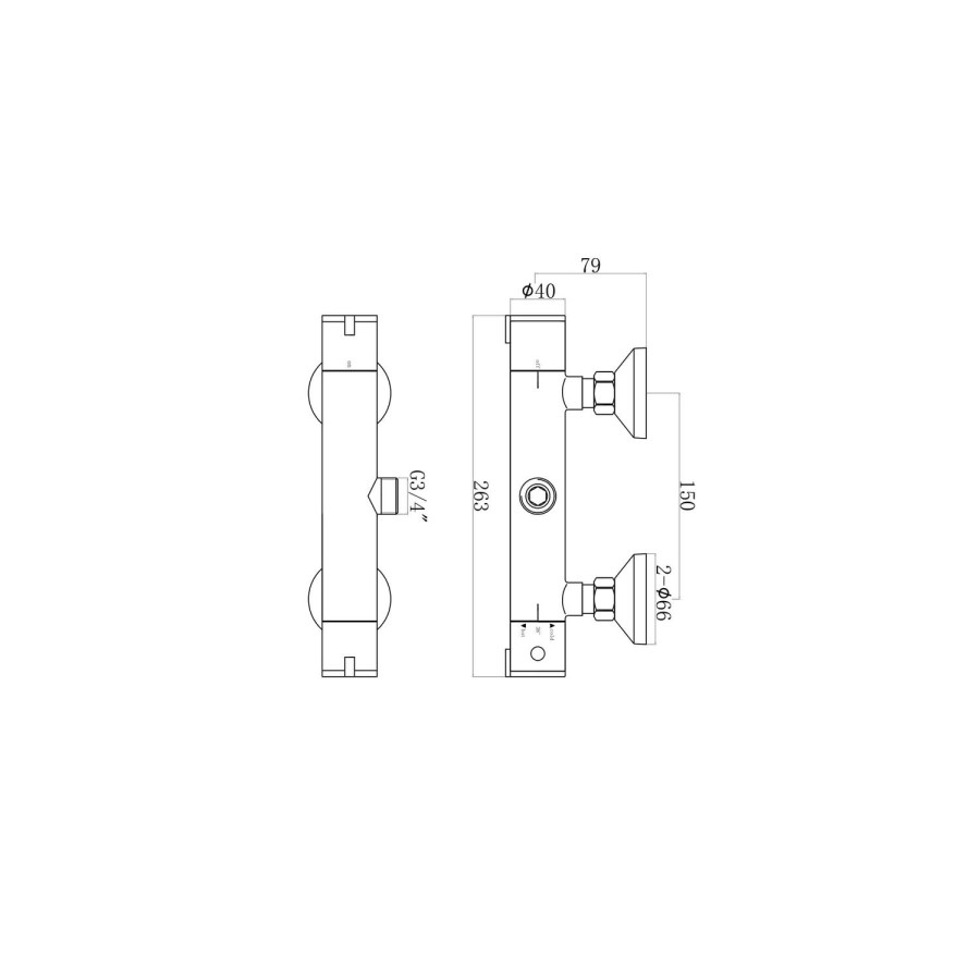 Thermostatic Mixer Bar Mixer Shower with Round Overhead & Handset - Flow