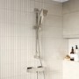 Grade A1 - Black Thermostatic Square Bar Mixer Shower Set with Slide Rail Kit - Cube