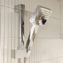 Grade A1 - Black Thermostatic Square Bar Mixer Shower Set with Slide Rail Kit - Cube
