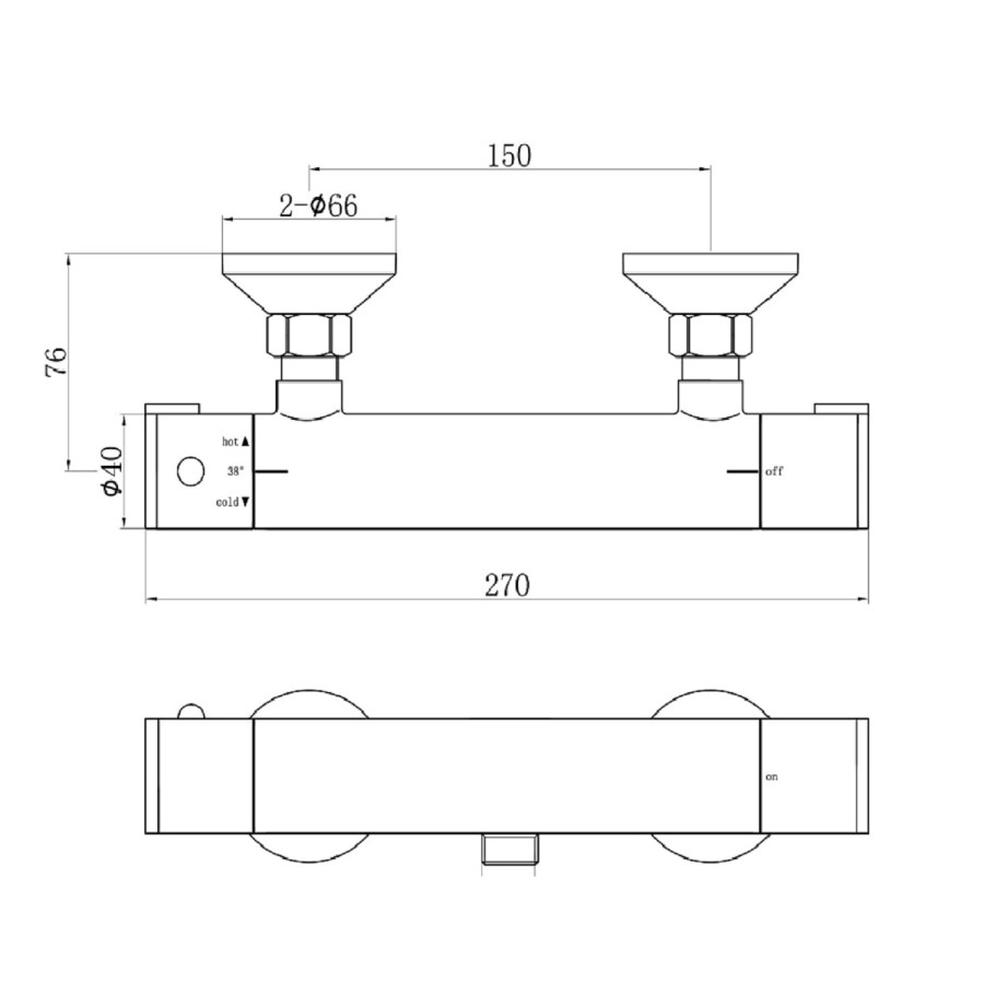 Thermostatic Mixer Bar Shower with Slide Rail Kit & Round Handset - Flow