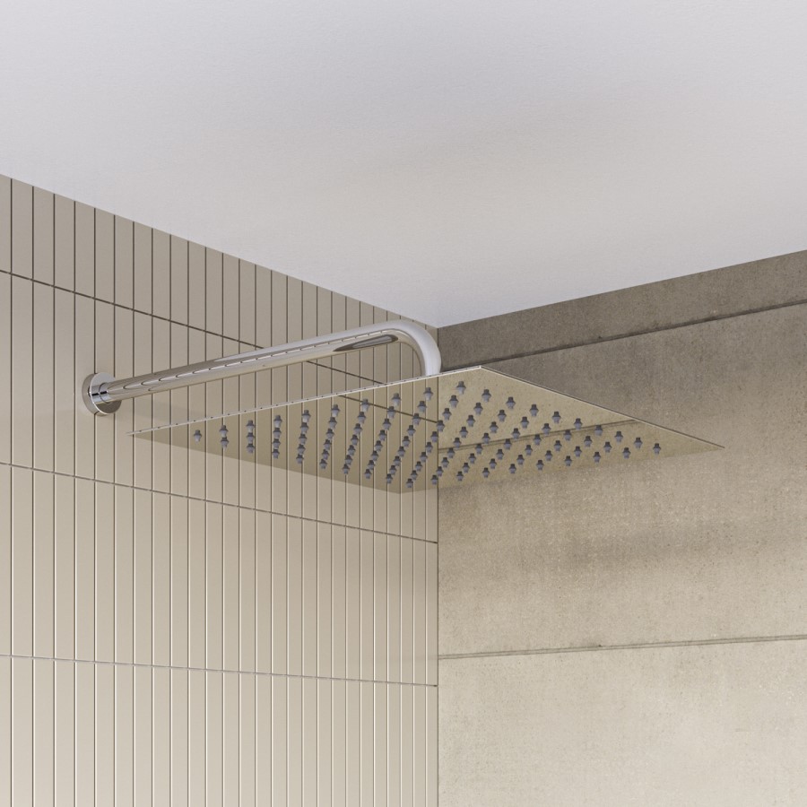 Chrome 1 Outlet Wall Mounted Thermostatic Mixer Shower Set - Cube