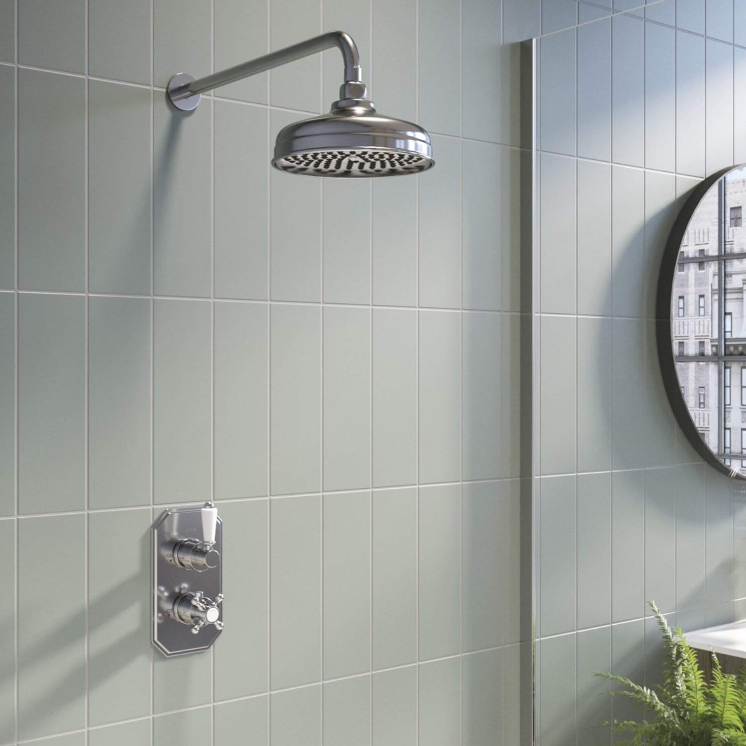 Cambridge Chrome 1 Outlet Wall Mounted Thermostatic Mixer Shower Set