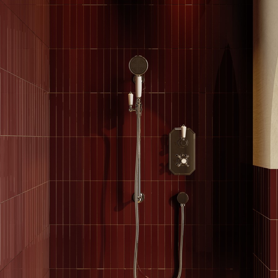 Chrome 1 Outlet Thermostatic Mixer Shower Set with Hand Shower - Cambridge