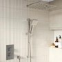 Chrome 2 Outlet  Wall Mounted Thermostatic Mixer Shower Set with Hand Shower - Cube