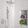 Chrome Dual Outlet Wall Mounted Thermostatic Mixer Shower  with Hand Shower - Cube