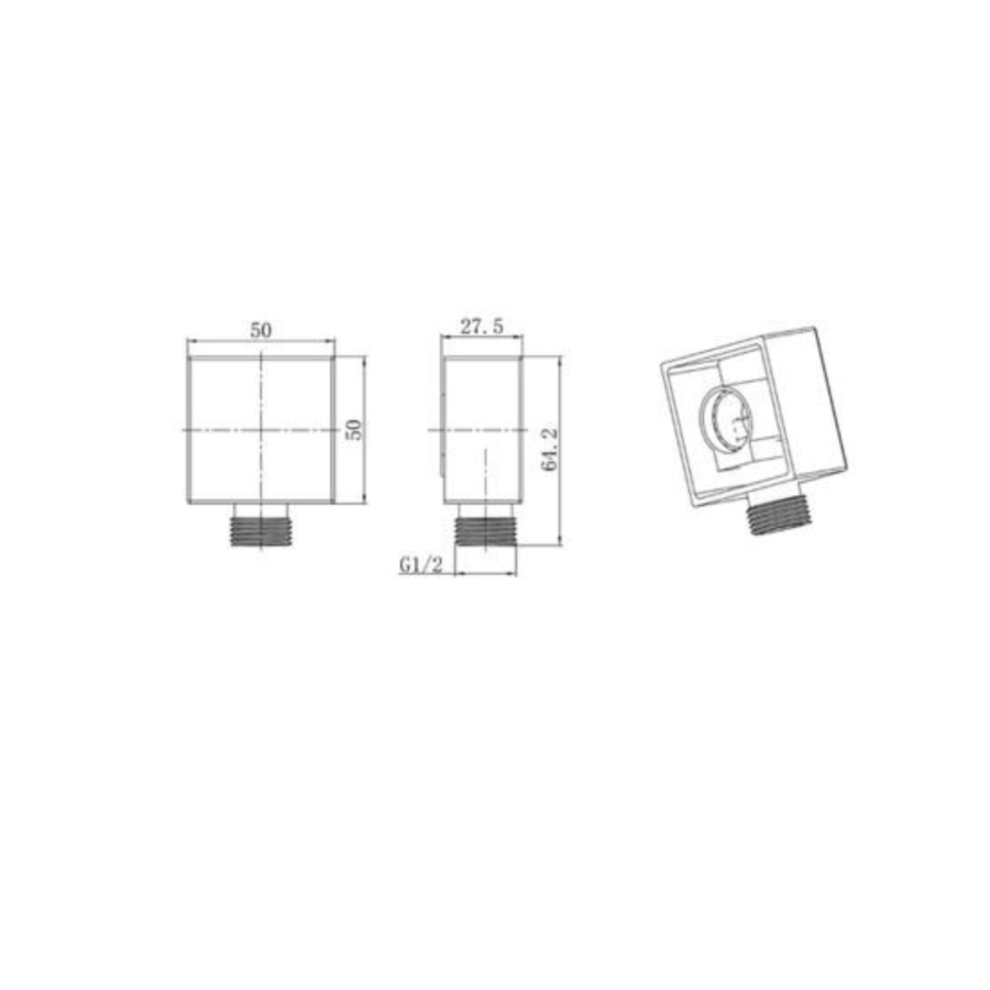 Chrome 2 Outlet  Wall Mounted Thermostatic Mixer Shower Set with Hand Shower - Cube