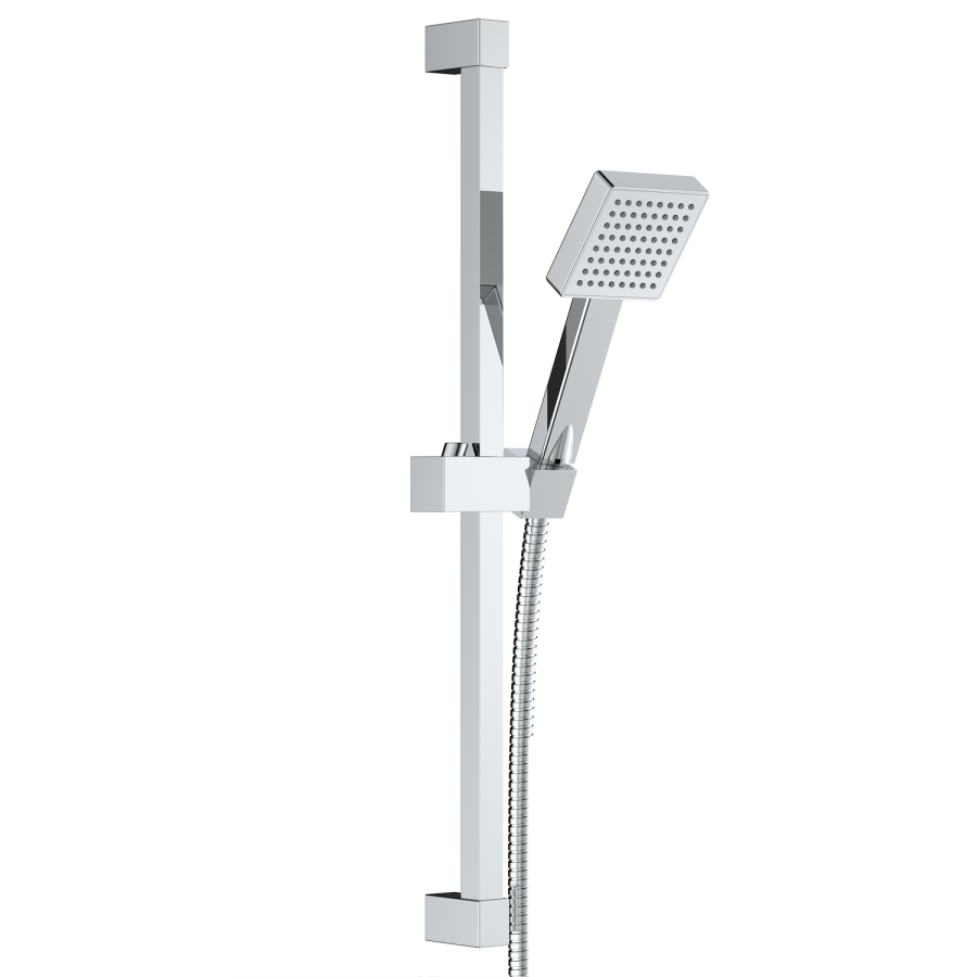 Chrome 2 Outlet  Wall Mounted Thermostatic Mixer Shower Set with Hand Shower - Cube