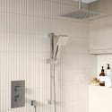 BUN/BeBa_26809/77563 Chrome 2 Outlet  Ceiling Mounted Thermostatic Mixer Shower Set with Hand Shower - Cube
