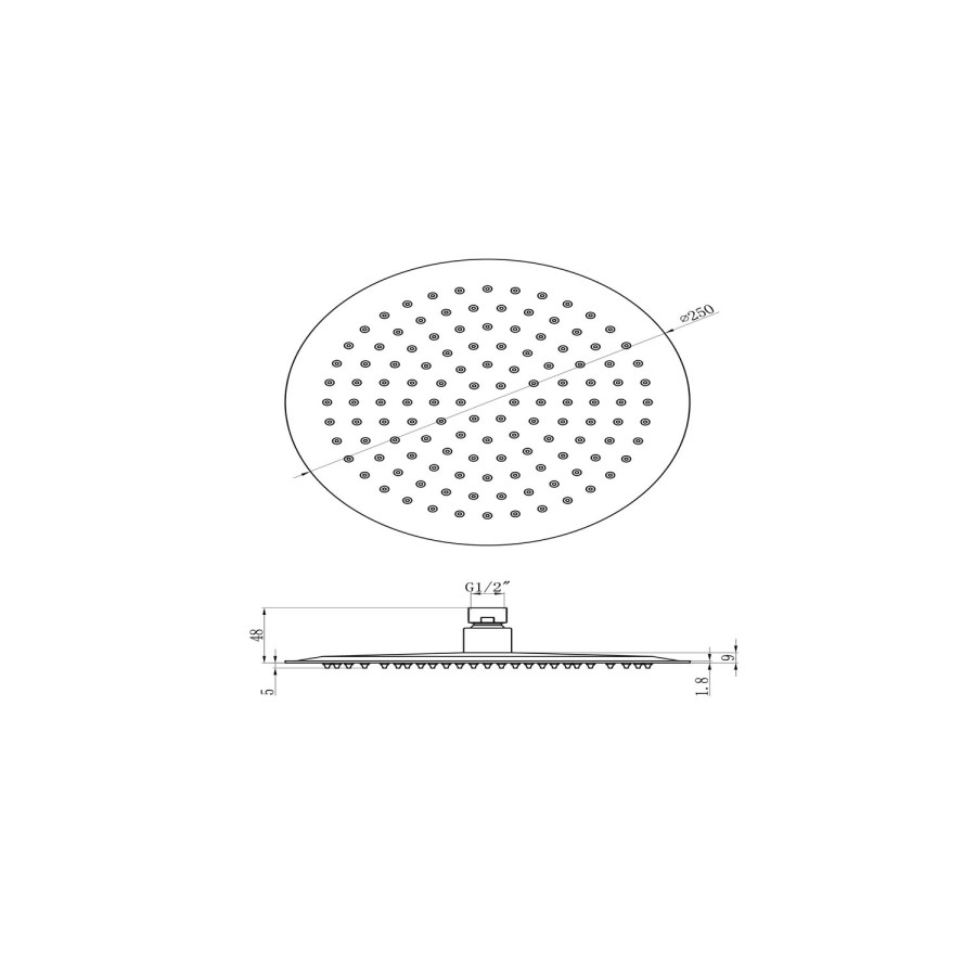 300mm Ultra Slim Round Shower Head with Wall Arm