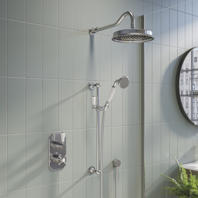 Chrome Concealed Traditional Shower Mixer with Dual Control & Round ...