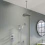 Chrome Concealed Traditional Shower Mixer with Dual Control & Round Ceiling Mounted Head and Handset - Cambridge