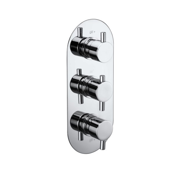 Chrome 2 Outlet Concealed Thermostatic Shower Valve with Triple Control - Flow