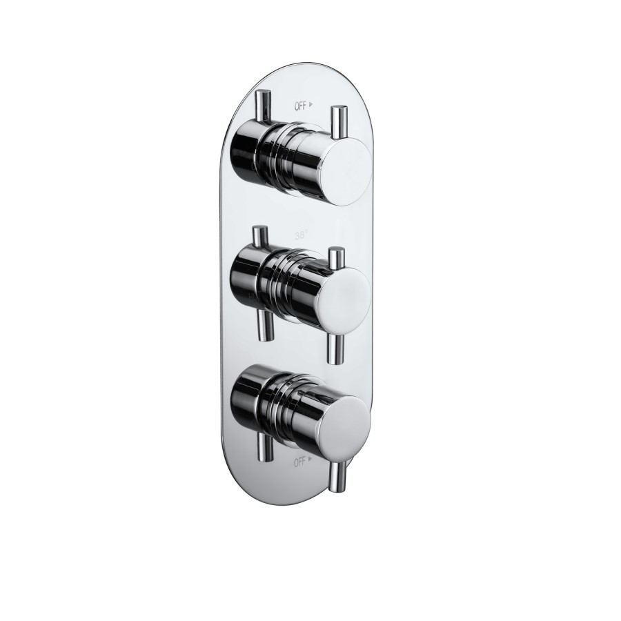 Chrome 2 Outlet  Wall Mounted Thermostatic Mixer Shower Set with Hand Shower - Flow