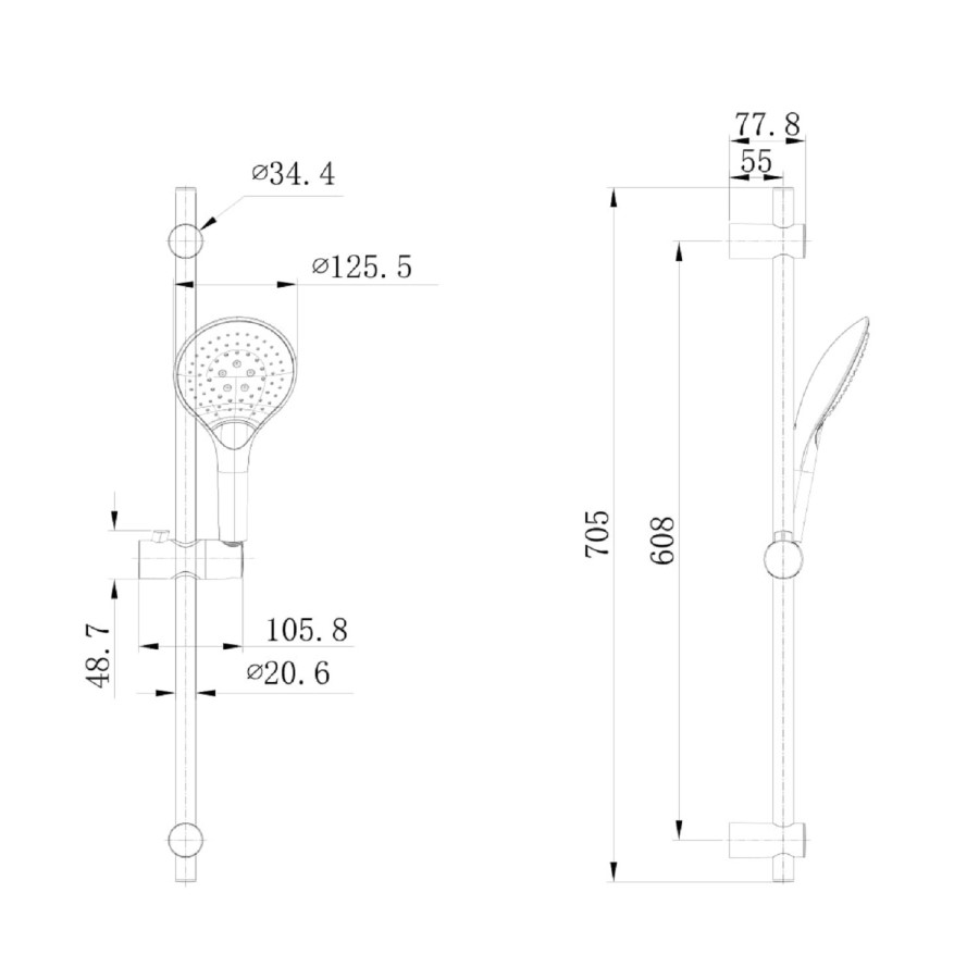 Round 3 Function Slide Rail Kit with adjustable fixings