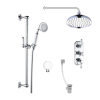 Traditional Three Handle Concealed Thermostatic Mixer Shower with Wall Mounted Shower Head Handset &amp; Bath Filler - Cambridge
