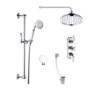 Traditional Three Handle Concealed Thermostatic Mixer Shower with Wall Mounted Shower Head Handset & Bath Filler - Cambridge