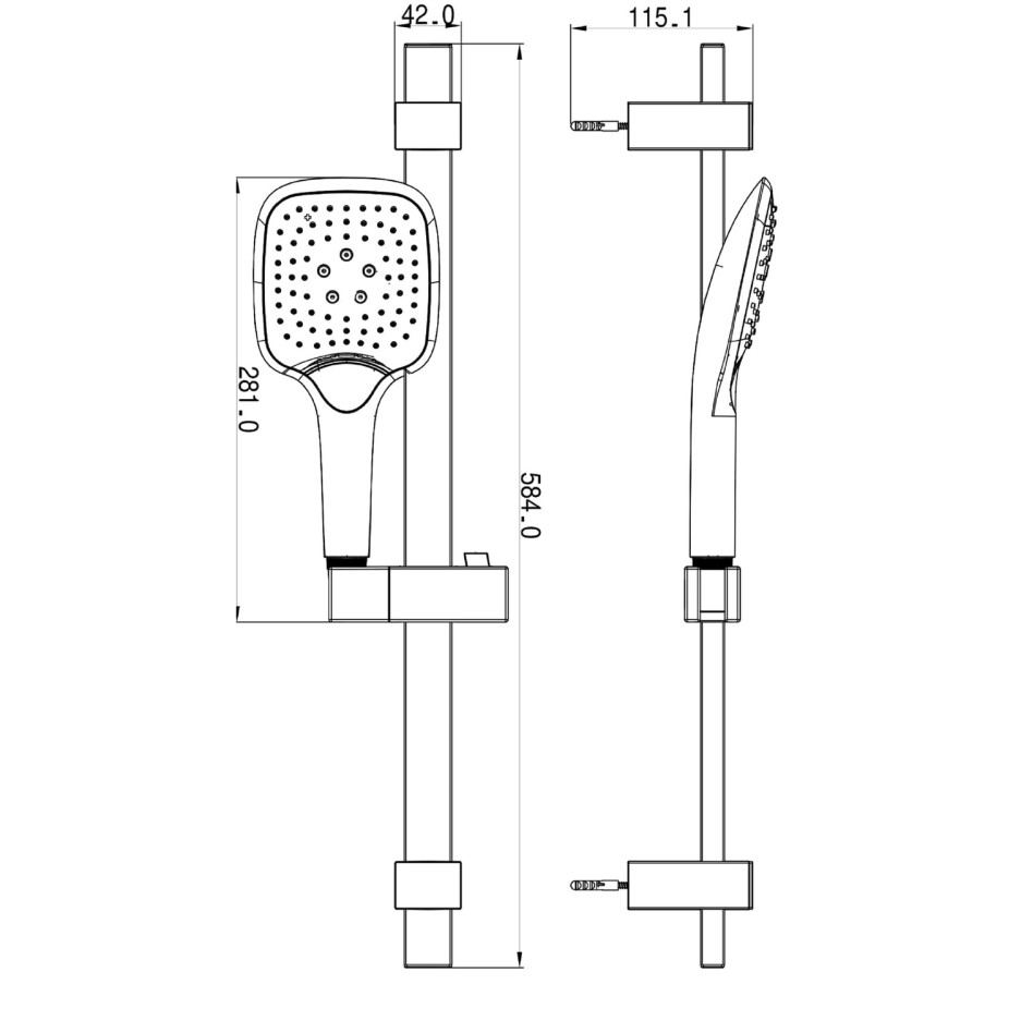 Concealed Square Triple Outlet Shower Valve with 300mm Ultra Slim Shower Head Ceiling Arm 3