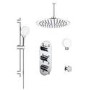 Chrome Concealed Shower Mixer with Triple Control & Square Ceiling Mounted Head, Handset and Body Jets - Flow