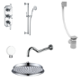 Chrome Concealed Traditional Shower Mixer with Dual Control & Round Wall Mounted Head and Handset - Cambridge