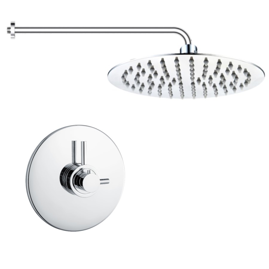 Chrome Single  Outlet Wall Mounted Thermostatic Mixer Shower - Volta