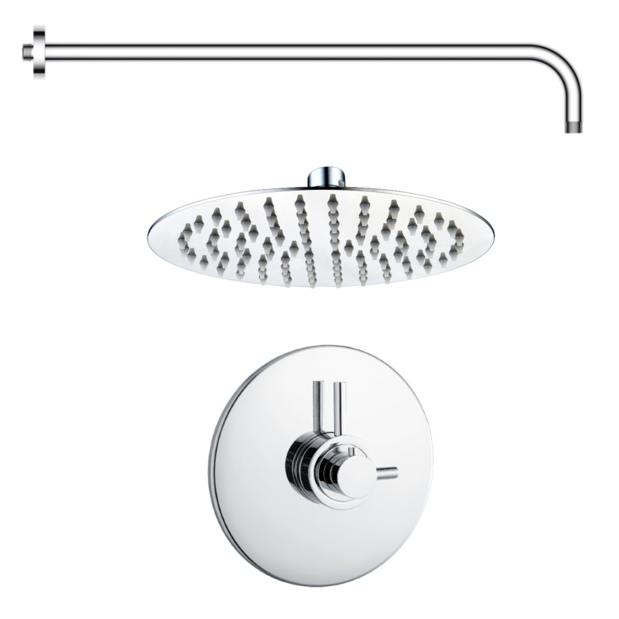 Chrome Single  Outlet Wall Mounted Thermostatic Mixer Shower - Volta