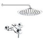 Chrome Thermostatic Exposed  Mixer Shower with Round Wall Mounted Shower Head - Volta
