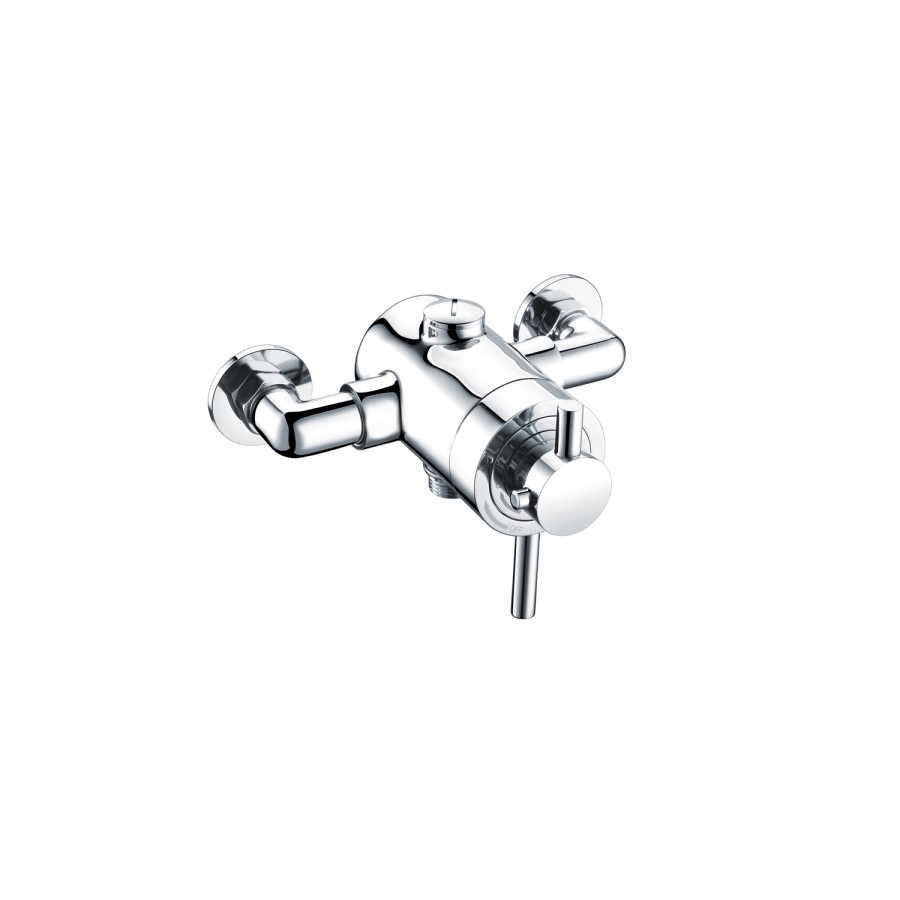 Chrome Thermostatic Exposed  Mixer Shower with Round Wall Mounted Shower Head - Volta