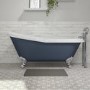 Blue Freestanding Single Ended Roll Top Slipper Bath with Chrome Feet 1615 x 690mm - Baxenden