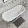 Blue Freestanding Single Ended Roll Top Slipper Bath with Chrome Feet 1615 x 690mm - Baxenden