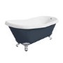 Blue Freestanding Single Ended Roll Top Slipper Bath with Chrome Feet 1615 x 690mm - Baxenden