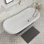 Blue Freestanding Single Ended Roll Top Slipper Bath with Brushed Brass Feet 1615 x 690mm - Baxenden