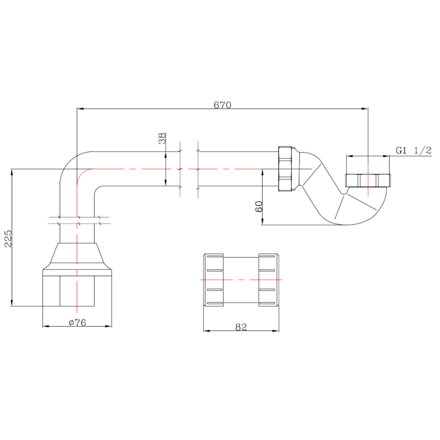 Traditional Exposed Bath Waste & Chrome Exposed Bath Trap - Park Royal