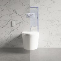 ONLY OPENED - Wall Hung Smart Bidet Round Toilet with 1160mm Frame Cistern and White Sensor Flush Plate - Purificare