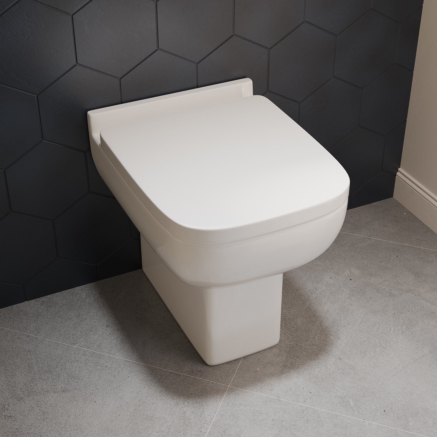 Photos - Toilet Back to Wall Short Projection Rimless  with Soft Close Seat - Seren White BUN/BeBa26901/77430
