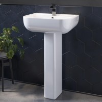 Grade A2 - Modern Pedestal Basin 550mm - Seren Grade A2 - Modern Pedestal Basin 550mm - Seren
