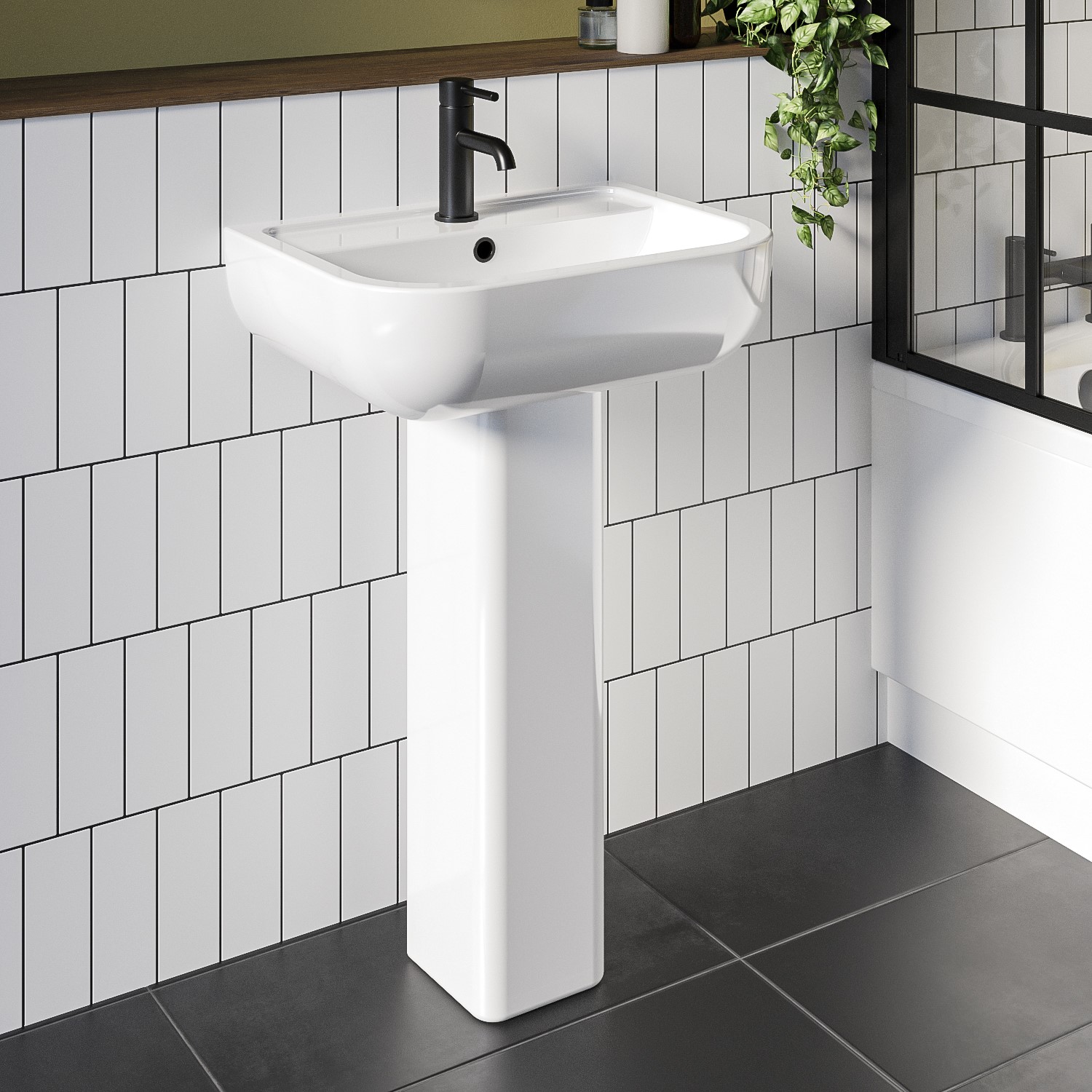 Modern Pedestal Basin 550mm Seren Better Bathrooms