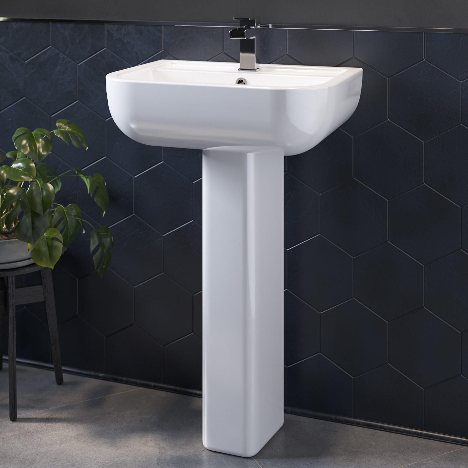 Modern Pedestal Basin 550mm Seren Better Bathrooms