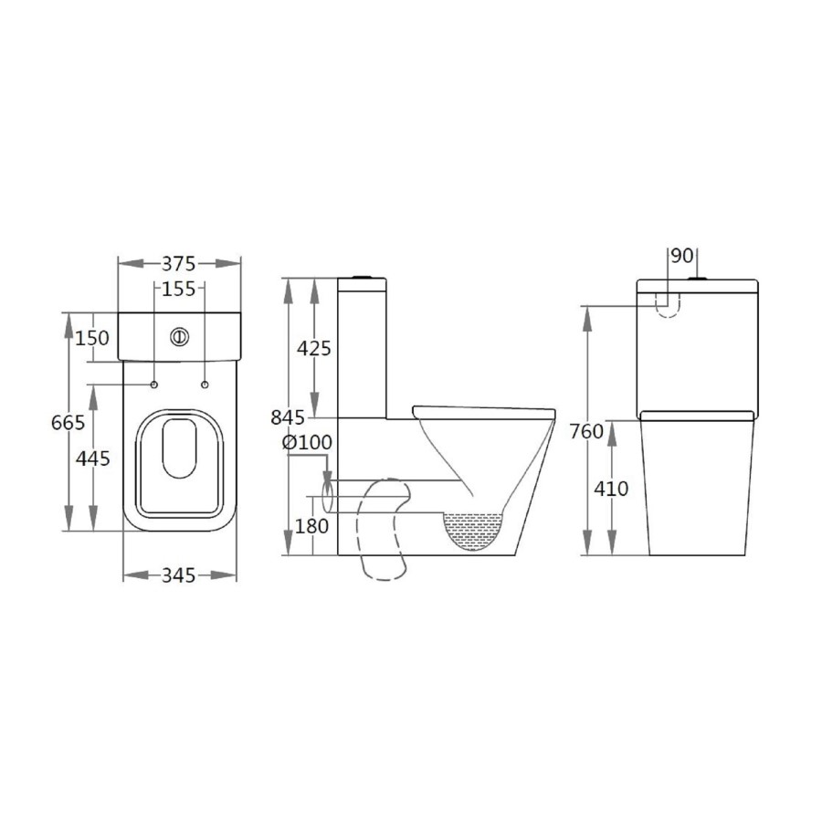 Grade A1 - Close Coupled Toilet with Soft Close Seat - Evan