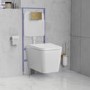 Wall Hung Toilet with Soft Close Seat Cistern Frame and Brass Flush - Evan