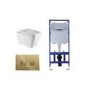Wall Hung Toilet with Soft Close Seat Cistern Frame and Brass Flush - Evan