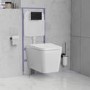 Wall Hung Toilet with Soft Close Seat Cistern Frame and Black Flush - Evan