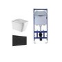 Wall Hung Toilet with Soft Close Seat Cistern Frame and Black Flush - Evan
