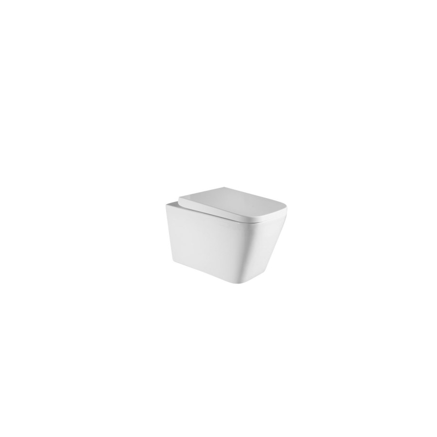 Wall Hung Toilet with Soft Close Seat Cistern Frame and Black Flush - Evan