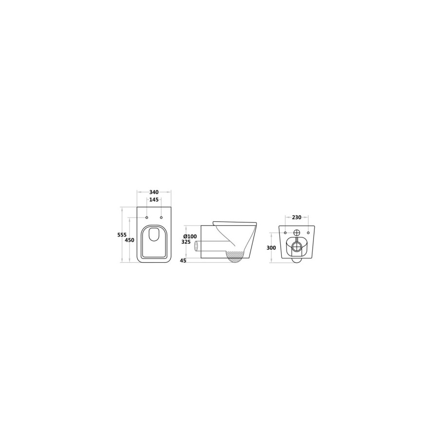 Wall Hung Toilet with Soft Close Seat Cistern Frame and Black Flush - Evan