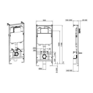 Wall Hung Toilet with Soft Close Seat Cistern Frame and Black Flush - Evan